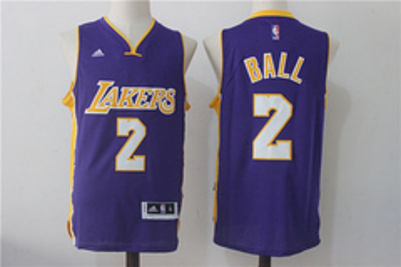 Men Los Angeles Lakers #2 Ball Purple NBA Jerseys
